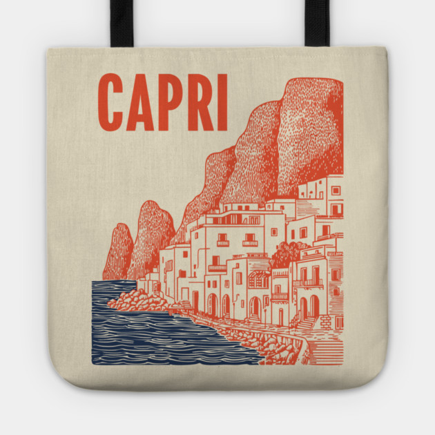 Capri Italy Vintage Travel Design Tote by TuncGK