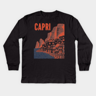 Capri Italy Vintage Travel Design Kids Long Sleeve T-Shirt