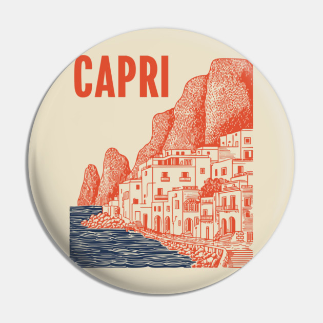 Capri Italy Vintage Travel Design Pin by TuncGK