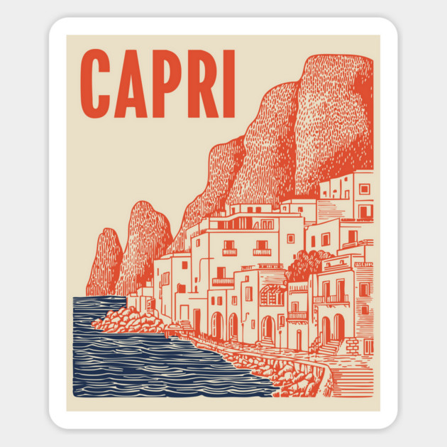 Capri Italy Vintage Travel Design Magnet by TuncGK
