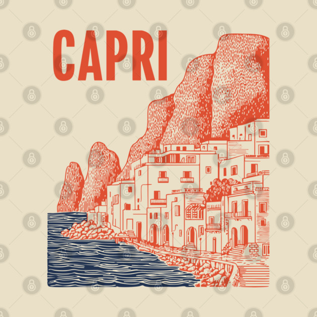 Capri Italy Vintage Travel Design by TuncGK