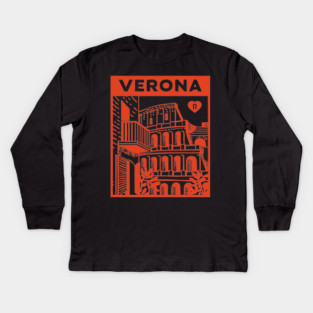 Verona Italy - Vintage Graphic Travel Poster Kids Long Sleeve T-Shirt