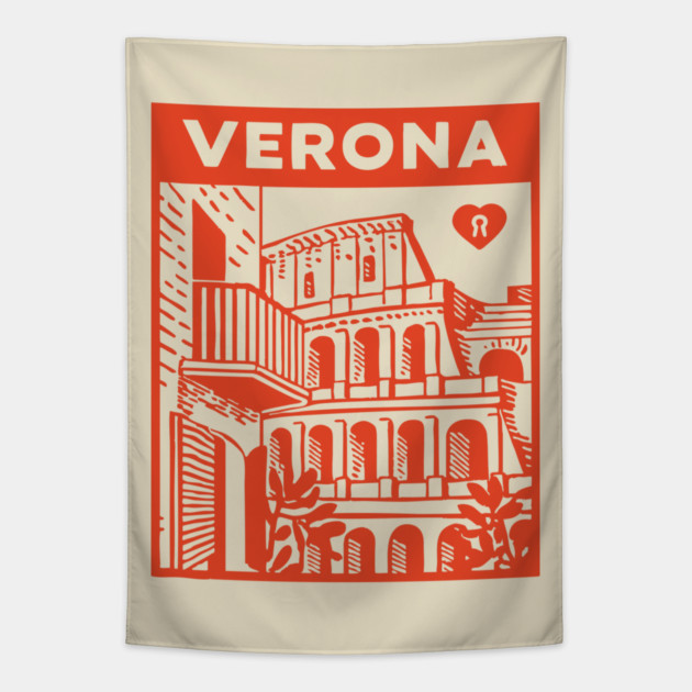 Verona Italy - Vintage Graphic Travel Poster Tapestry by TuncGK