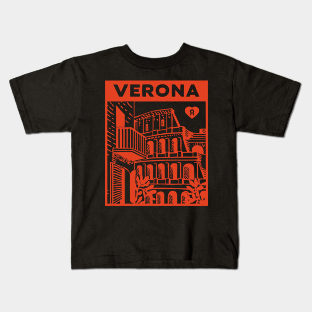 Verona Italy - Vintage Graphic Travel Poster Kids T-Shirt by TuncGK