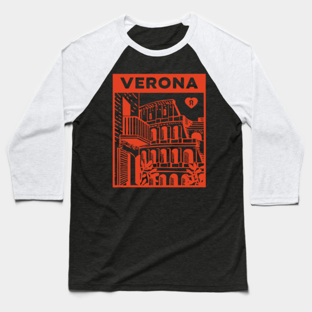 Verona Italy - Vintage Graphic Travel Poster Baseball T-Shirt by TuncGK
