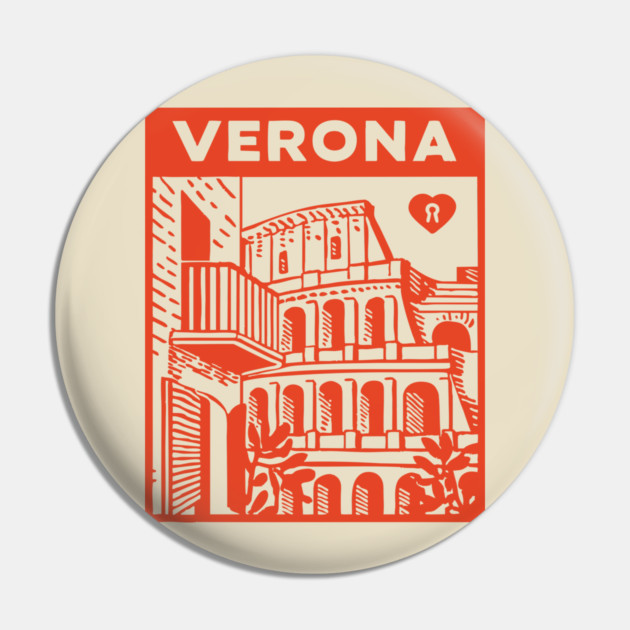 Verona Italy - Vintage Graphic Travel Poster Pin by TuncGK