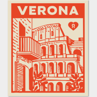 Verona Italy - Vintage Graphic Travel Poster Posters and Art