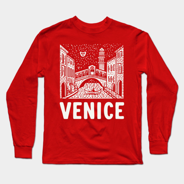 Venice Italy - Minimalist Canal Linework Long Sleeve T-Shirt by TuncGK