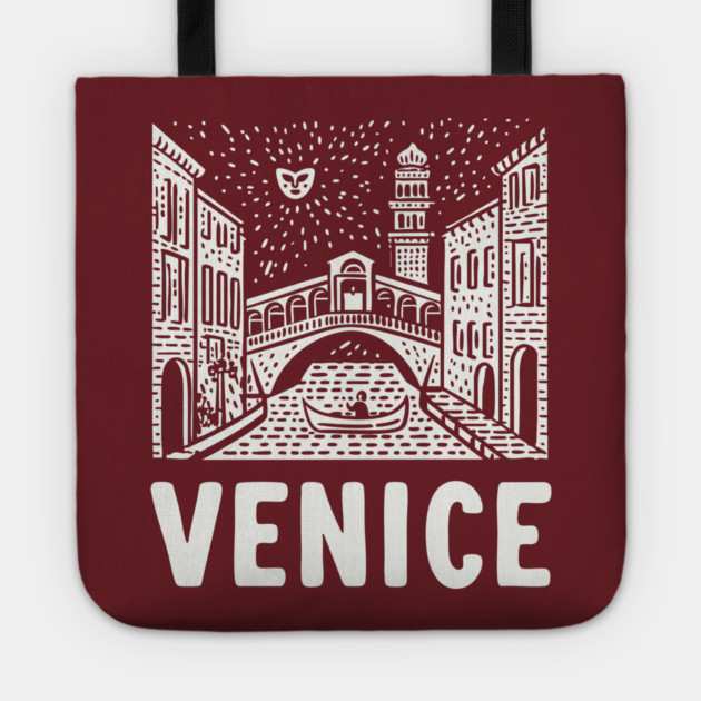 Venice Italy - Minimalist Canal Linework Tote by TuncGK