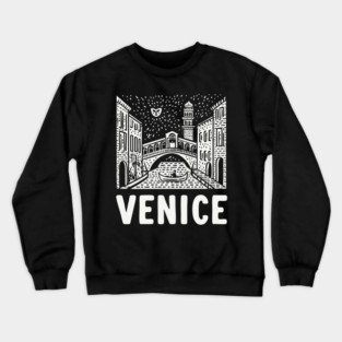 Venice Italy - Minimalist Canal Linework Crewneck Sweatshirt