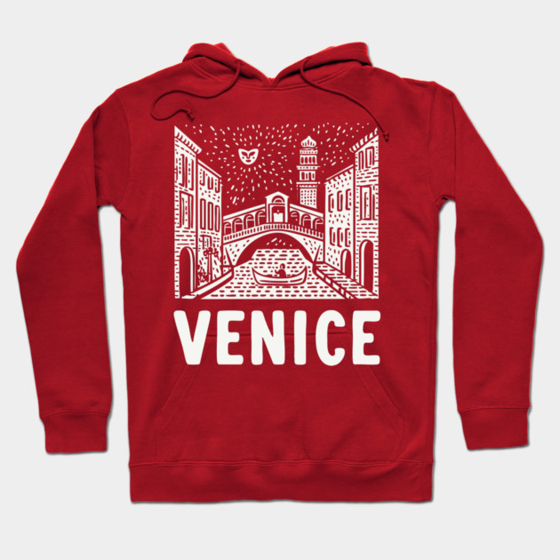 Venice Italy - Minimalist Canal Linework Hoodie by TuncGK