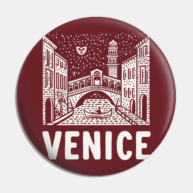 Venice Italy - Minimalist Canal Linework Pin by TuncGK