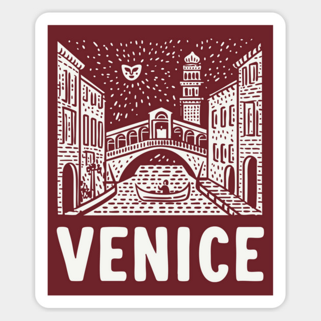 Venice Italy - Minimalist Canal Linework Magnet by TuncGK