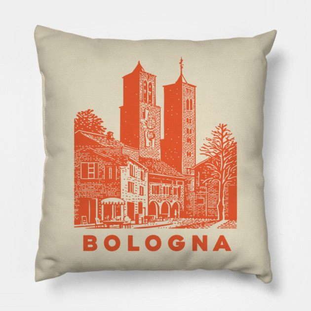 Bologna Italy Vintage Travel Design Pillow by TuncGK