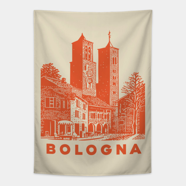 Bologna Italy Vintage Travel Design Tapestry by TuncGK