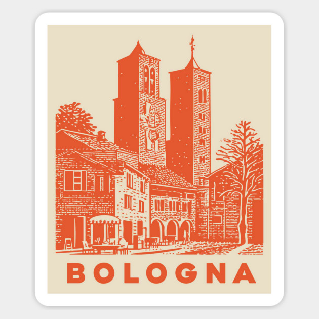 Bologna Italy Vintage Travel Design Magnet by TuncGK