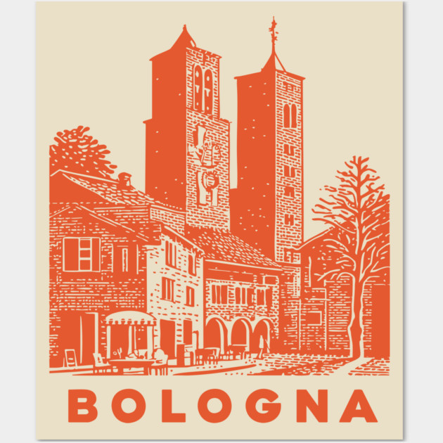 Bologna Italy Vintage Travel Design Wall Art by TuncGK