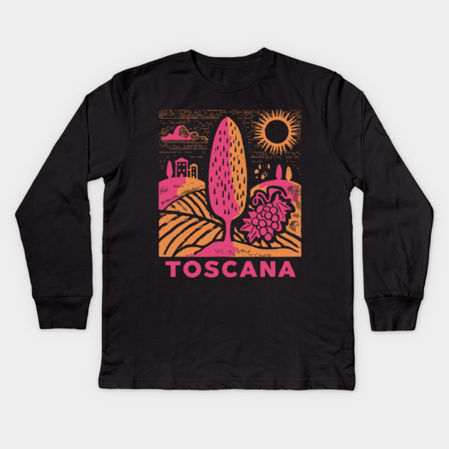 Tuscany Italy - Vibrant Countryside Scenery Kids Long Sleeve T-Shirt by TuncGK