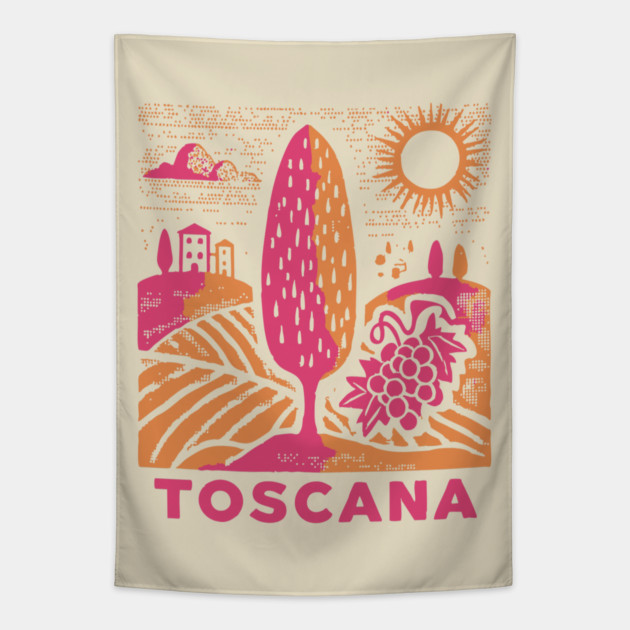 Tuscany Italy - Vibrant Countryside Scenery Tapestry by TuncGK
