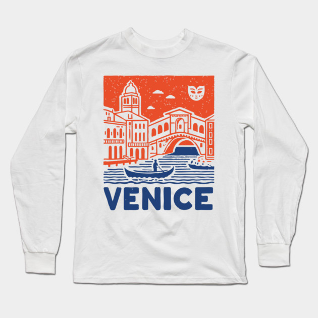 Venice Italy - Vintage Graphic Travel Poster Long Sleeve T-Shirt by TuncGK