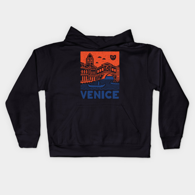 Venice Italy - Vintage Graphic Travel Poster Kids Hoodie by TuncGK