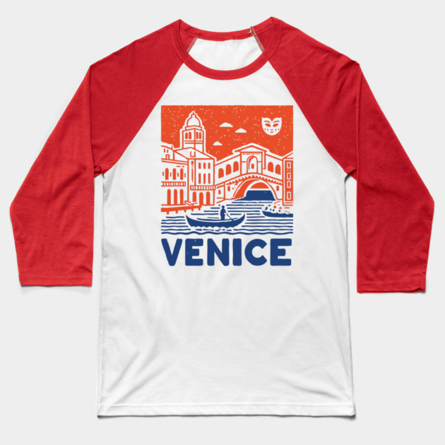 Venice Italy - Vintage Graphic Travel Poster Baseball T-Shirt by TuncGK