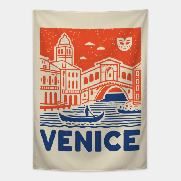 Venice Italy - Vintage Graphic Travel Poster Tapestry by TuncGK