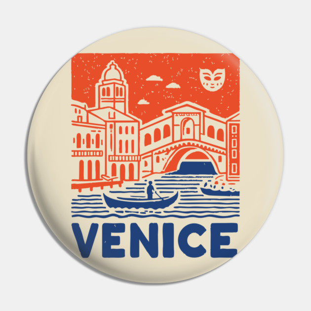 Venice Italy - Vintage Graphic Travel Poster Pin by TuncGK