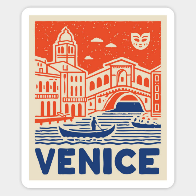 Venice Italy - Vintage Graphic Travel Poster Magnet by TuncGK