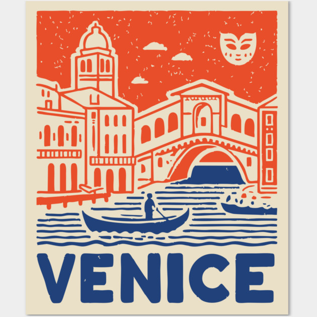 Venice Italy - Vintage Graphic Travel Poster Wall Art by TuncGK