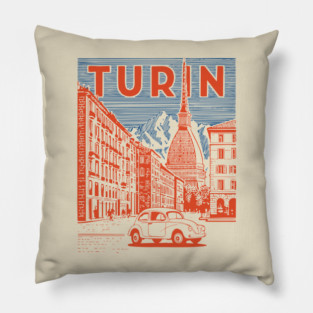 Turin Italy - Vintage Graphic Travel Poster Pillow