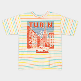 Turin Italy - Vintage Graphic Travel Poster Kids T-Shirt