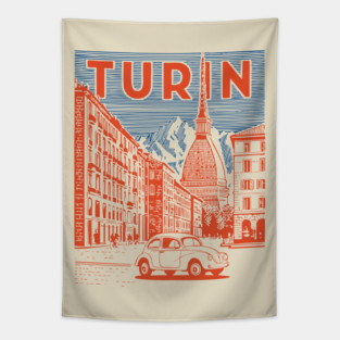 Turin Italy - Vintage Graphic Travel Poster Tapestry