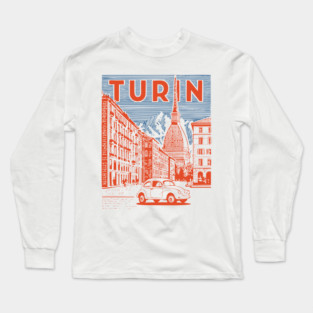 Turin Italy - Vintage Graphic Travel Poster Long Sleeve T-Shirt