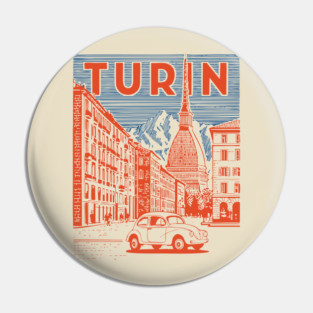 Turin Italy - Vintage Graphic Travel Poster Pin