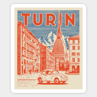 Turin Italy - Vintage Graphic Travel Poster Magnet