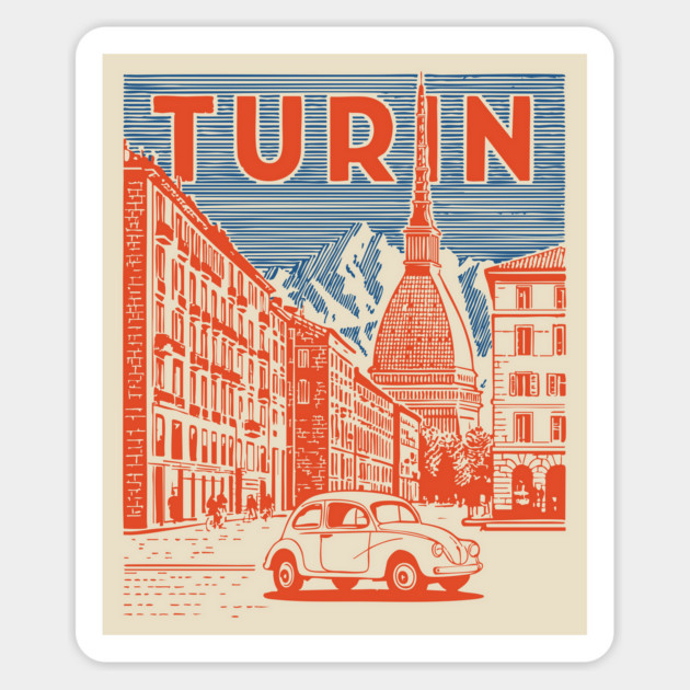Turin Italy - Vintage Graphic Travel Poster Magnet by TuncGK