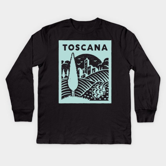 Tuscany Italy - Stylized Countryside Scenery Kids Long Sleeve T-Shirt by TuncGK