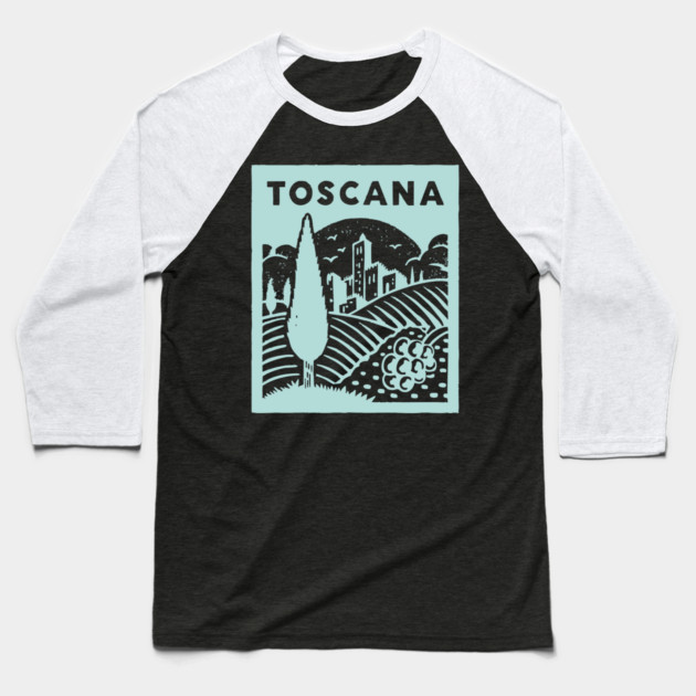Tuscany Italy - Stylized Countryside Scenery Baseball T-Shirt by TuncGK
