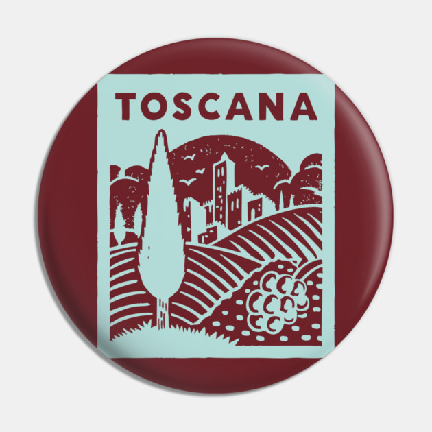 Tuscany Italy - Stylized Countryside Scenery Pin by TuncGK