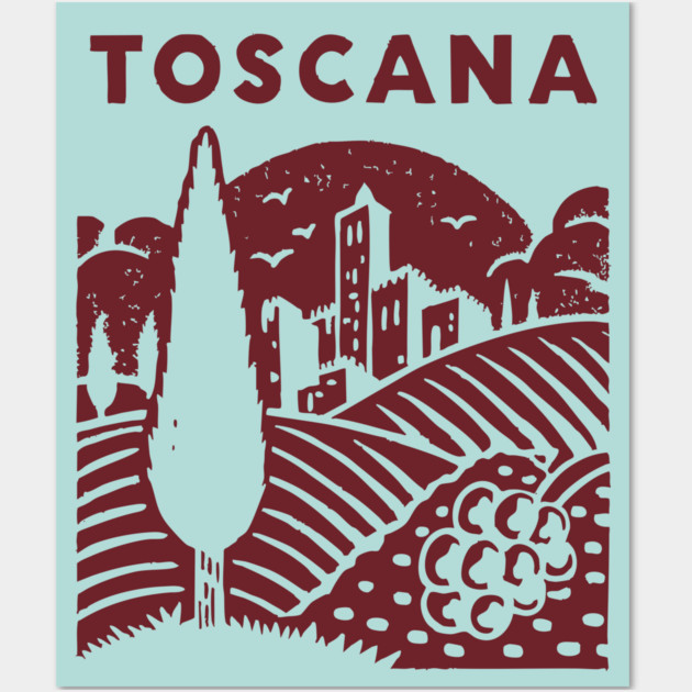 Tuscany Italy - Stylized Countryside Scenery Wall Art by TuncGK