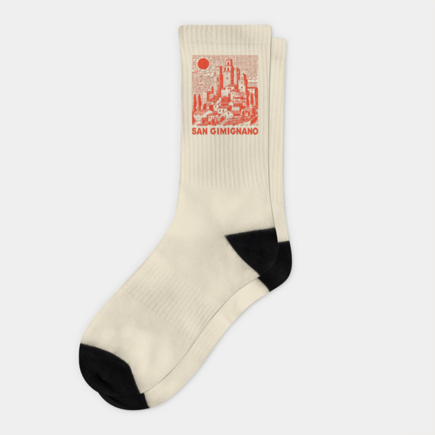 San Gimignano Italy Vintage Travel Design Socks by TuncGK