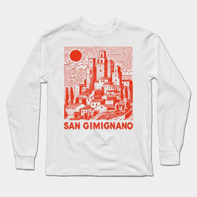 San Gimignano Italy Vintage Travel Design Long Sleeve T-Shirt by TuncGK