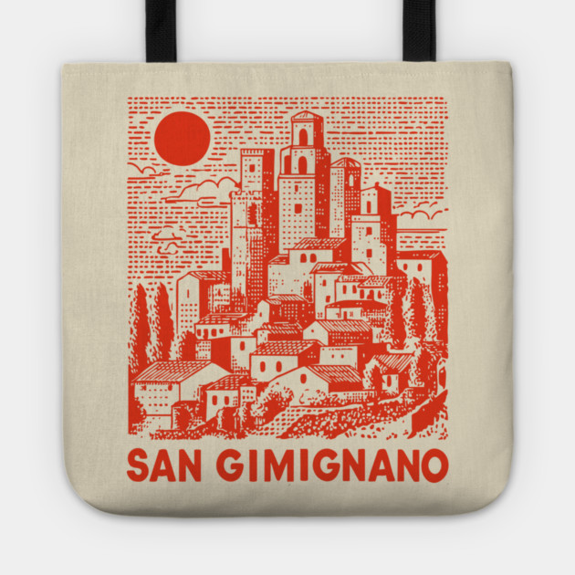 San Gimignano Italy Vintage Travel Design Tote by TuncGK
