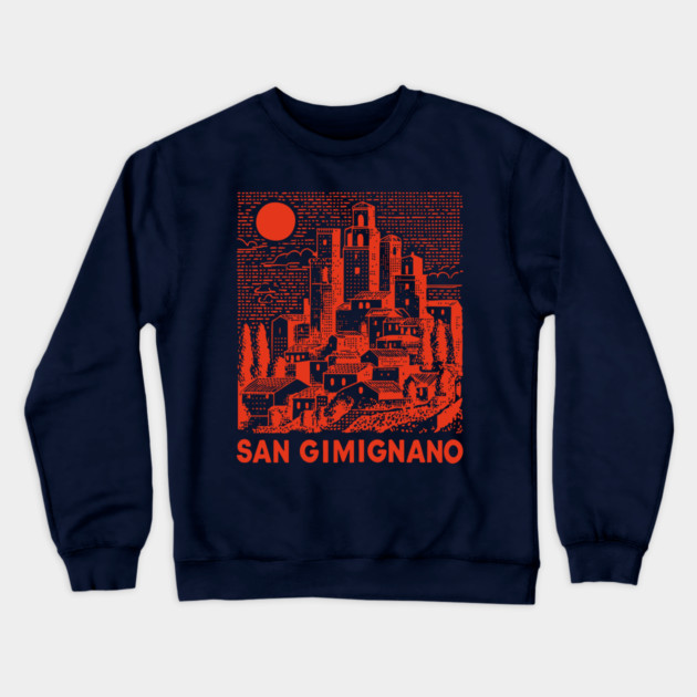 San Gimignano Italy Vintage Travel Design Crewneck Sweatshirt by TuncGK