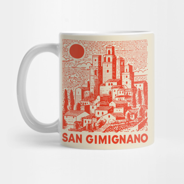 San Gimignano Italy Vintage Travel Design by TuncGK