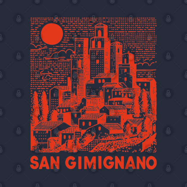 San Gimignano Italy Vintage Travel Design by TuncGK