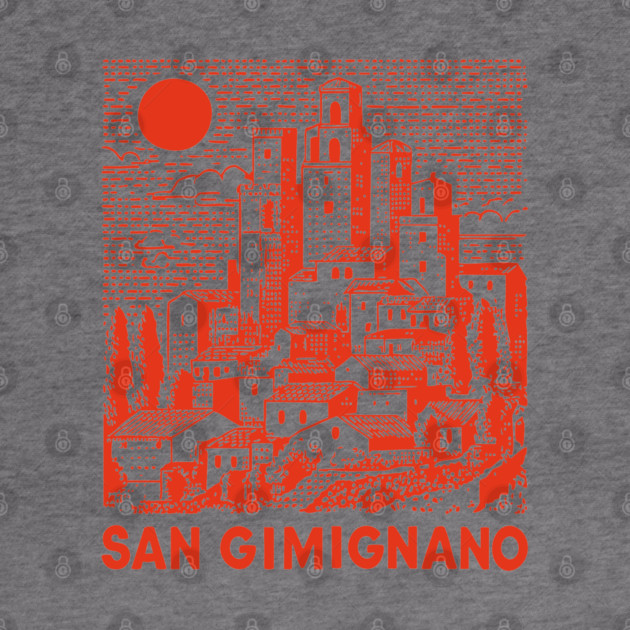 San Gimignano Italy Vintage Travel Design by TuncGK