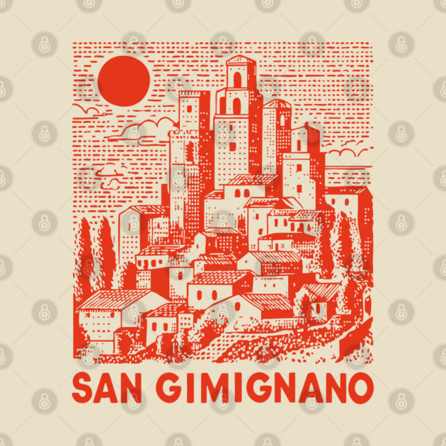 San Gimignano Italy Vintage Travel Design by TuncGK