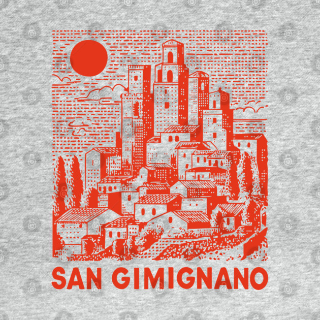 San Gimignano Italy Vintage Travel Design by TuncGK